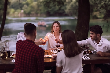 Image showing french dinner party on summer