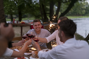 Image showing french dinner party on summer