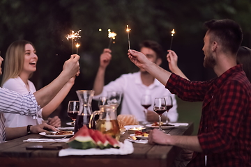 Image showing french dinner party on summer