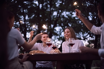 Image showing french dinner party on summer