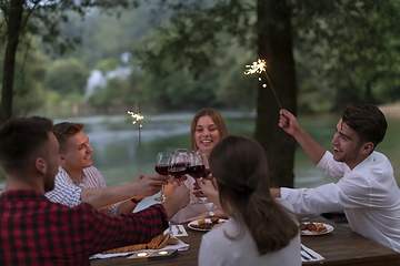 Image showing french dinner party on summer