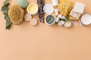 Image showing soap, brush, sponge, clay mask and body butter