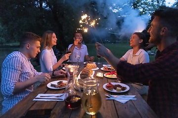 Image showing french dinner party on summer