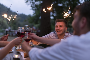 Image showing french dinner party on summer