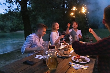 Image showing french dinner party on summer