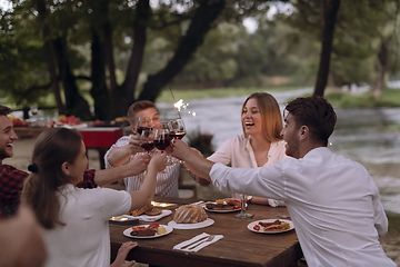 Image showing french dinner party on summer