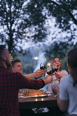 Image showing french dinner party on summer