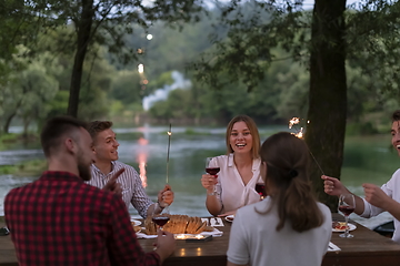 Image showing french dinner party on summer