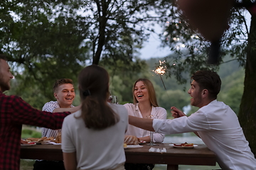 Image showing french dinner party on summer