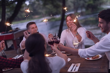 Image showing french dinner party on summer