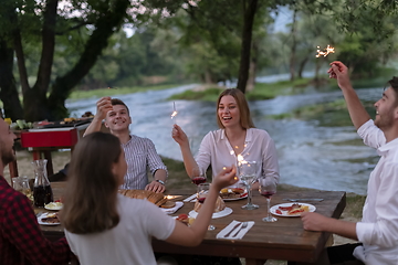 Image showing french dinner party on summer