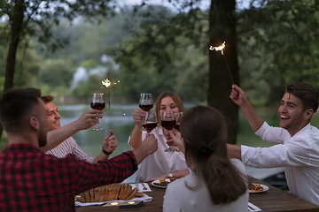 Image showing french dinner party on summer