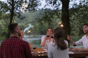 Image showing french dinner party on summer