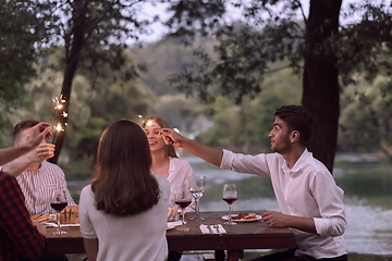 Image showing french dinner party on summer