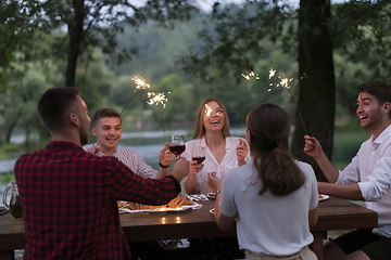 Image showing french dinner party on summer