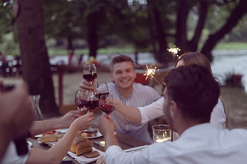 Image showing french dinner party on summer