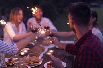 Image showing french dinner party on summer