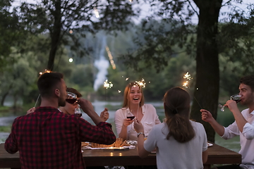 Image showing french dinner party on summer