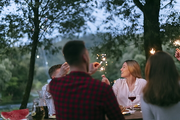 Image showing french dinner party on summer