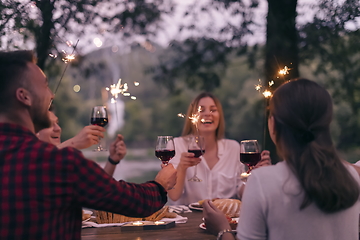 Image showing french dinner party on summer