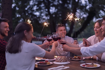 Image showing french dinner party on summer