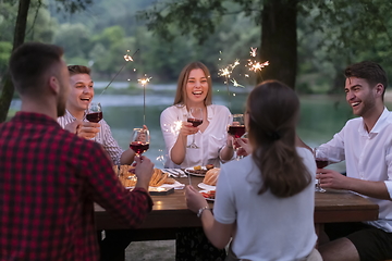 Image showing french dinner party on summer