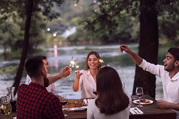 Image showing french dinner party on summer