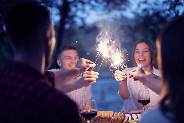 Image showing french dinner party on summer