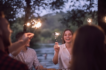 Image showing french dinner party on summer