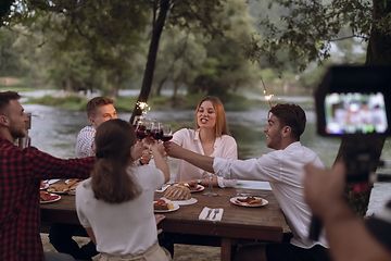 Image showing french dinner party on summer