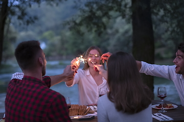 Image showing french dinner party on summer