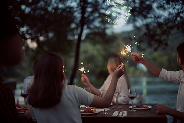 Image showing french dinner party on summer