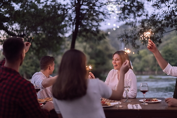 Image showing french dinner party on summer