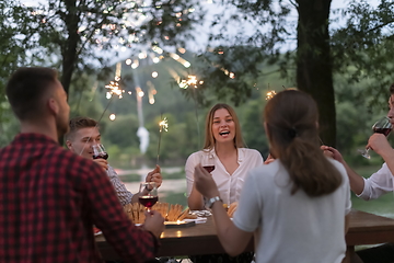 Image showing french dinner party on summer