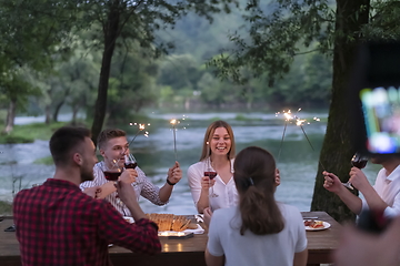 Image showing french dinner party on summer