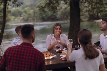 Image showing french dinner party on summer