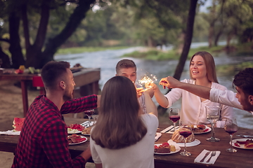 Image showing french dinner party on summer