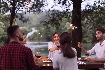 Image showing french dinner party on summer