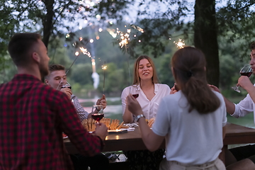 Image showing french dinner party on summer