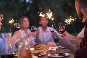 Image showing french dinner party on summer