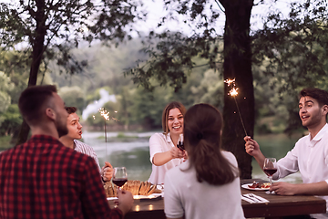 Image showing french dinner party on summer