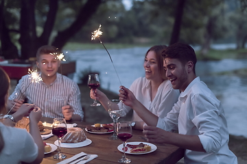 Image showing french dinner party on summer