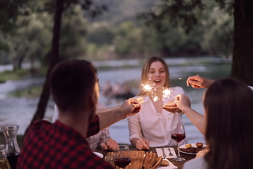 Image showing french dinner party on summer