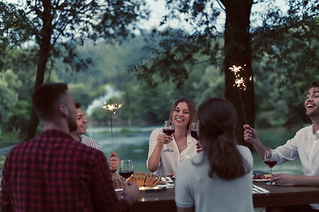 Image showing french dinner party on summer