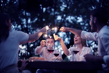 Image showing french dinner party on summer