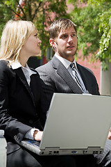 Image showing Caucasian business people having discussion