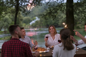 Image showing french dinner party on summer