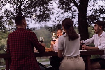 Image showing french dinner party on summer