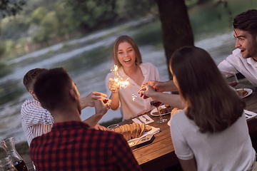 Image showing french dinner party on summer