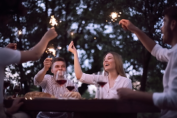 Image showing french dinner party on summer